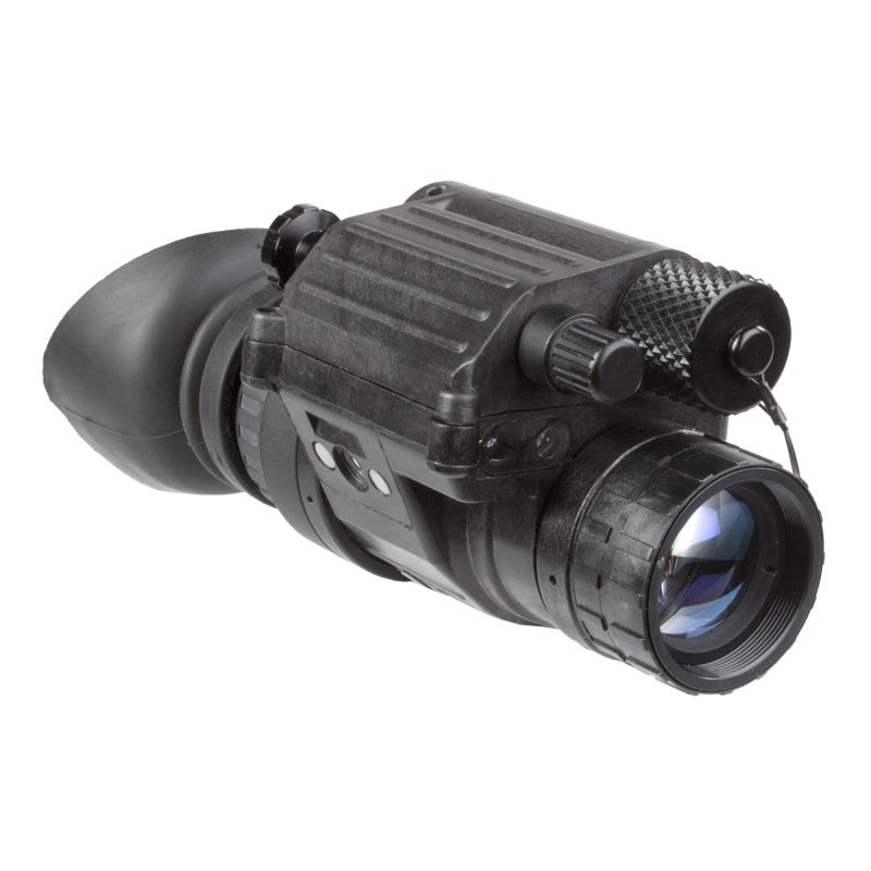 AGM Global Vision PVS-14 NW2 Gen 2+ White Phosphor Night Vision Monocular in black, shown with an included head harness.