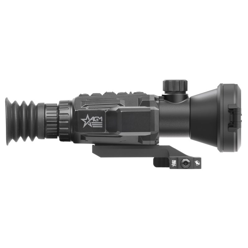 AGM Global Vision ObservIR LRF 35-640 Thermal Binoculars, black, shown with objective lenses and eyepieces, designed for night vision and rangefinding.