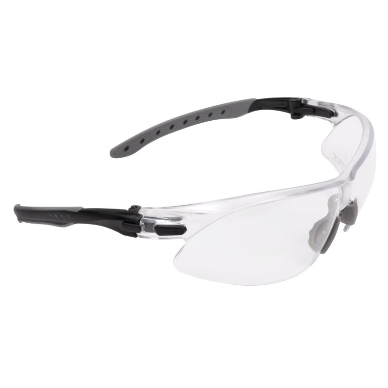 Allen Company Ultrx Keen Safety Glasses with clear anti-fog lenses and black frames, designed for rugged outdoor use.