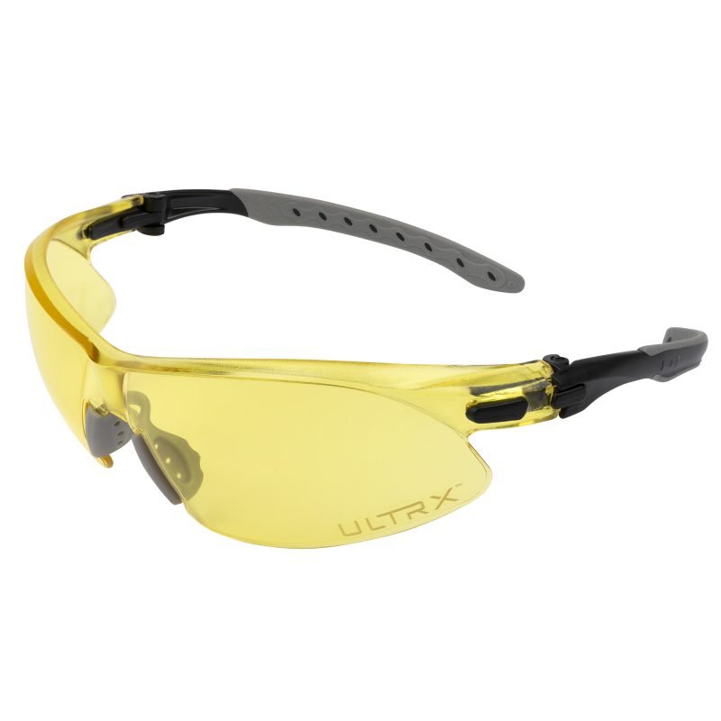 Allen Company ULTRX Keen Yellow Safety Glasses with black frames, designed for outdoor and ranch work.