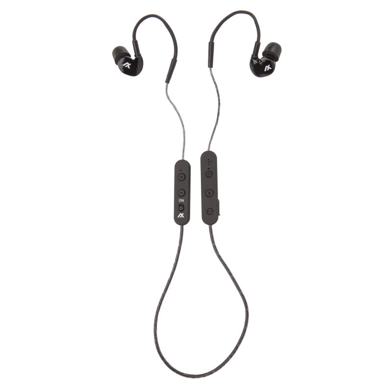 A pair of black AXIL GSX 3.0 wireless earbuds with a charging cable, shown against a neutral background.