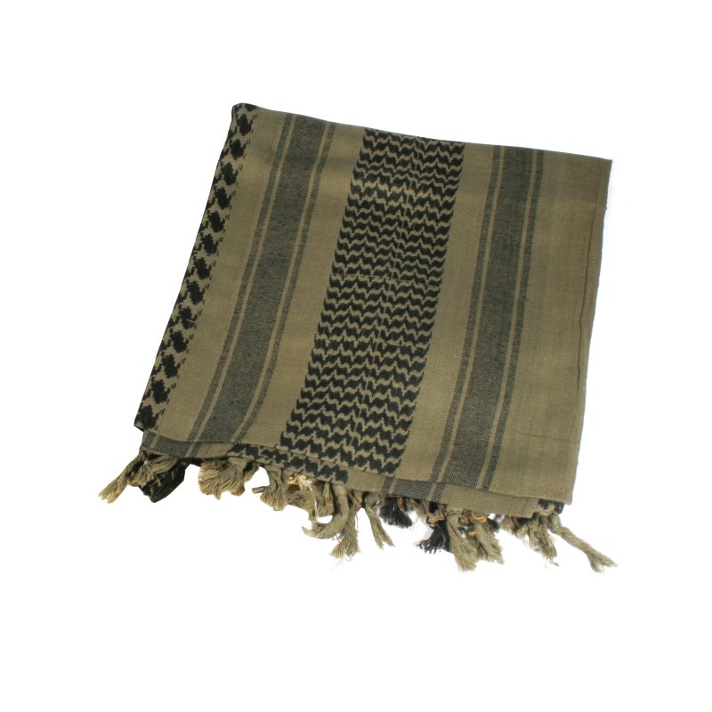 BLACKHAWK Tactical Shemagh in olive drab and black, folded, showing its durable cotton fabric.