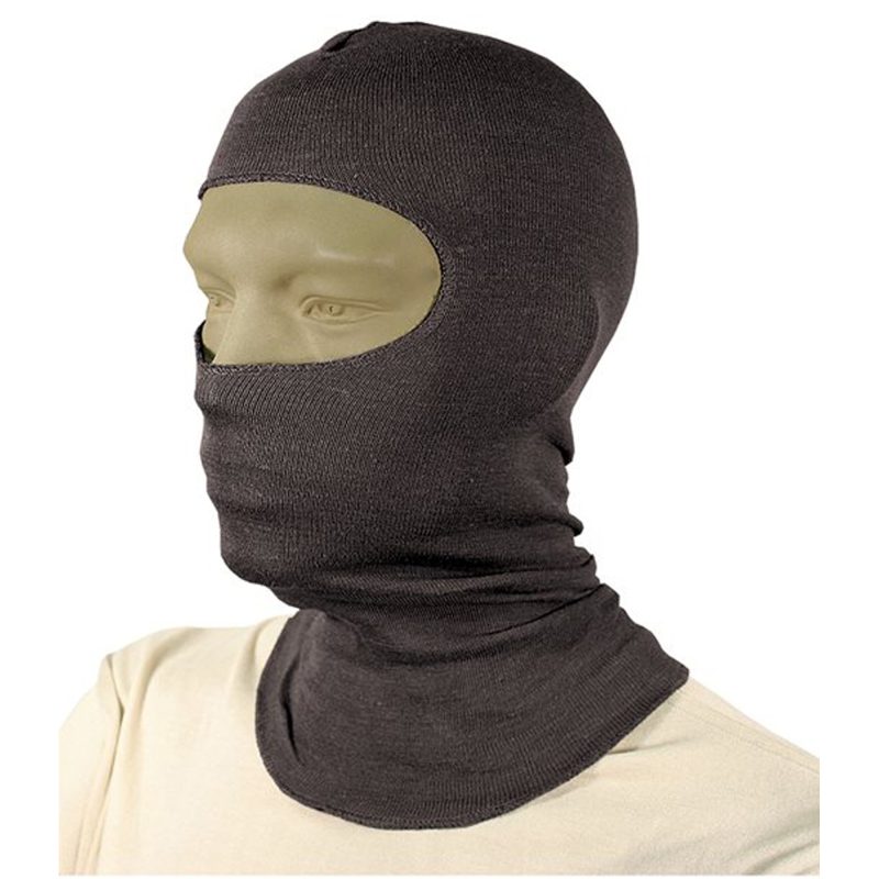 BLACKHAWK Lightweight Nomex Balaclava in black, covering head and neck, designed for flame resistance and comfort during demanding outdoor or ranch work.