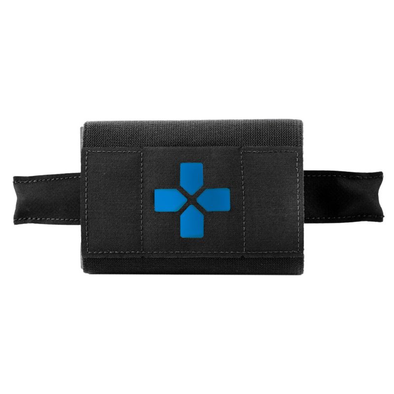 Blue Force Gear Micro Trauma Kit NOW! empty medical pouch with belt attachment in black, shown ready for use.