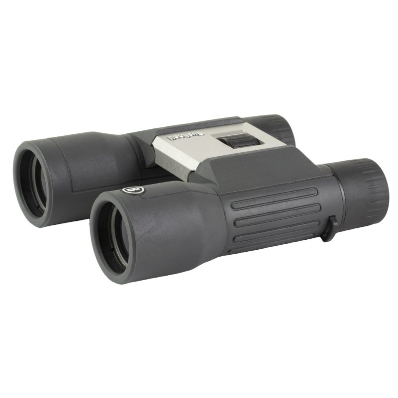 Bushnell Power View 2 16X32 Binoculars, black, shown with lens caps, ideal for ranching and outdoor use in the White Mountains.