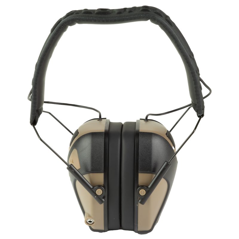 Caldwell E-Max Pro electronic earmuffs in flat dark earth color, shown with earcups and headband.