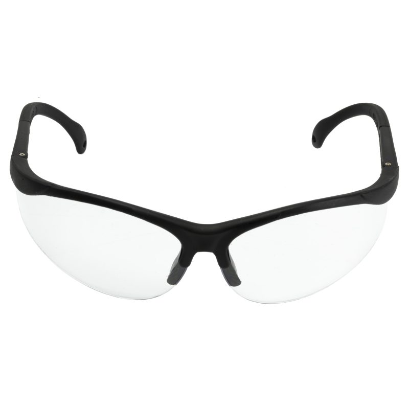 Caldwell clear shooting glasses with black frames, shown against a plain background
