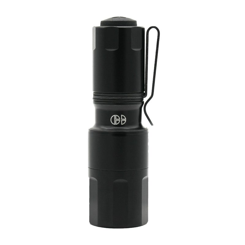 A black Cloud Defensive MCH Micro High Candela Flashlight with a pocket clip, shown against a neutral background.
