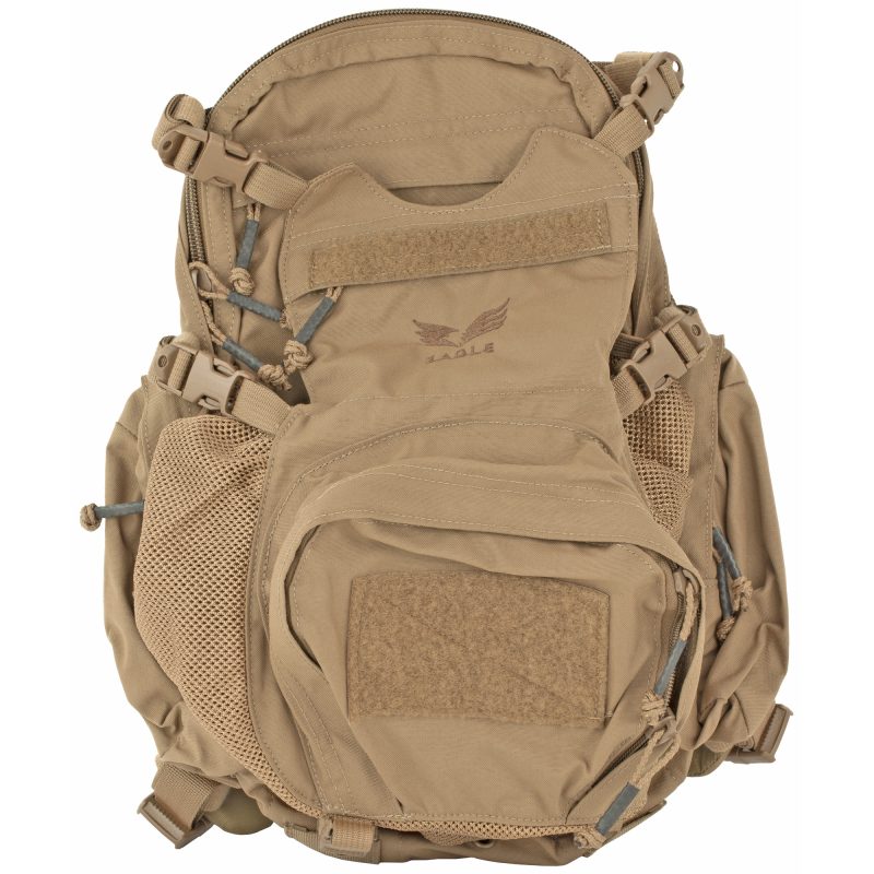 Eagle Industries Yote Hydration Pack in coyote brown, designed for rugged outdoor use on a ranch or in the White Mountains of Arizona.