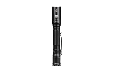 Black FENIX LD22 V2 800 lumen penlight with a silver clip, shown with its included USB-C charging cable and rechargeable battery.