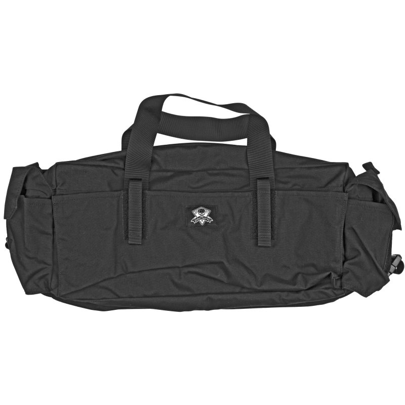 Ranger green Grey Ghost Gear Transport Bag with a shoulder strap and dual carry handles, shown in a vehicle for easy access.
