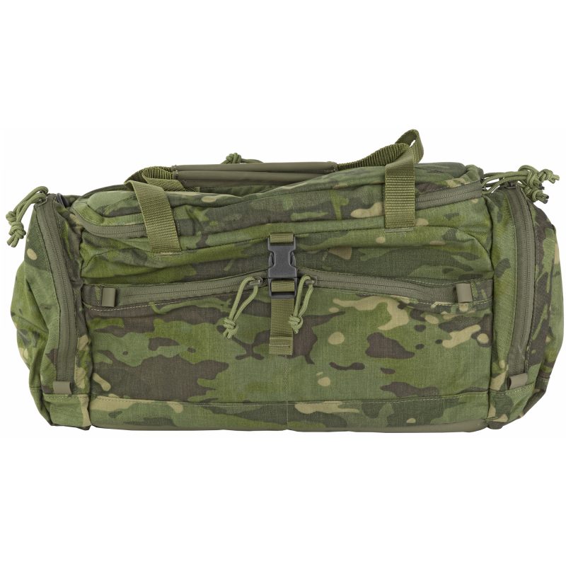 Grey Ghost Gear Range Bag in Multicam Tropic pattern, shown with a padded shoulder strap, suitable for carrying tools and gear on a ranch.