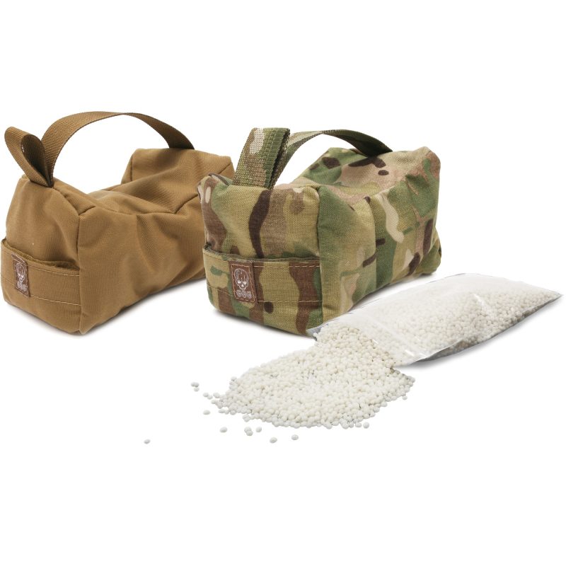 A 16oz white plastic bag of Grey Ghost Gear plastic pellets, designed for filling shooting or support bags.