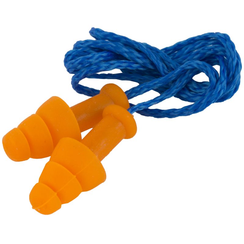 Pair of Howard Leight SmartFit Ear Plugs with a detachable cord, shown against a neutral background.