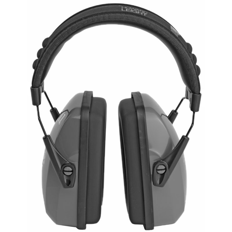 Gray Howard Leight Leightning L1 earmuffs with NRR 25 rating, featuring a padded headband and earcups, shown against a neutral background.