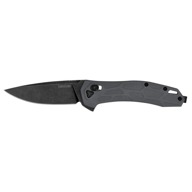 Kershaw Covalent folding knife with gray and blackwash D2 steel blade, black glass-filled nylon handle, and deep-carry pocket clip.