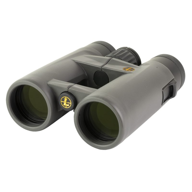 Leupold BX-4 Pro Guide HD 10X42mm Gen 2 binoculars in shadow gray, shown with lens caps, ideal for outdoor use in the White Mountains of Arizona.