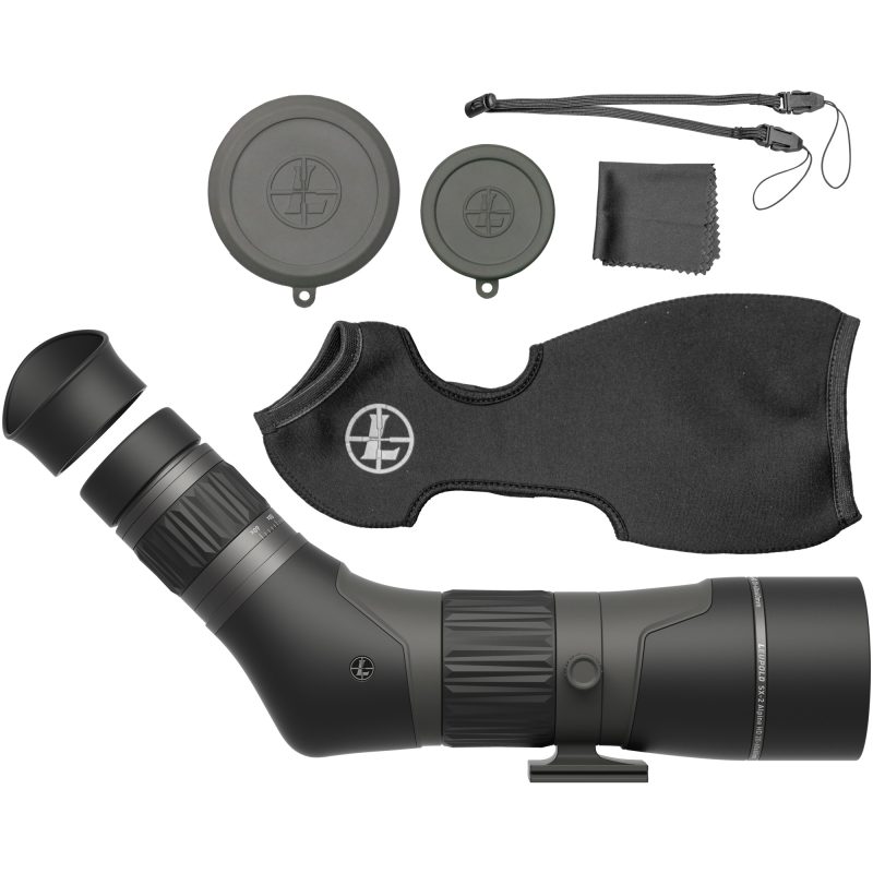 Leupold SX-2 Alpine HD G2 20-60X60 Angled Spotting Scope in shadow gray, shown on a tripod.