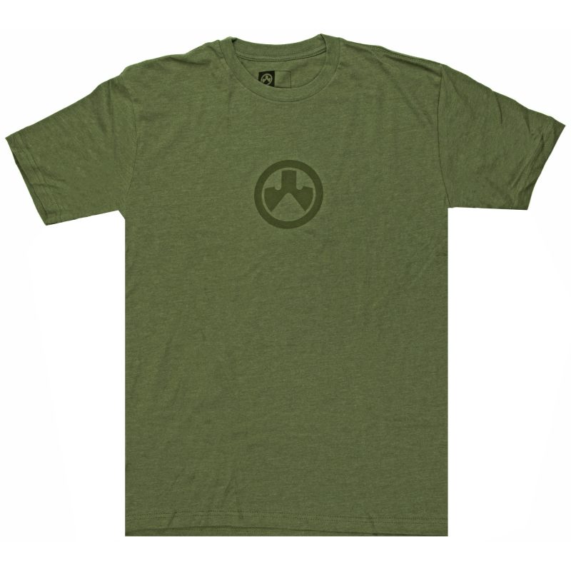 Olive drab Magpul Industries Icon Logo CVC T-shirt, 2XL, with a subtle Magpul logo on the chest, suitable for outdoor work.