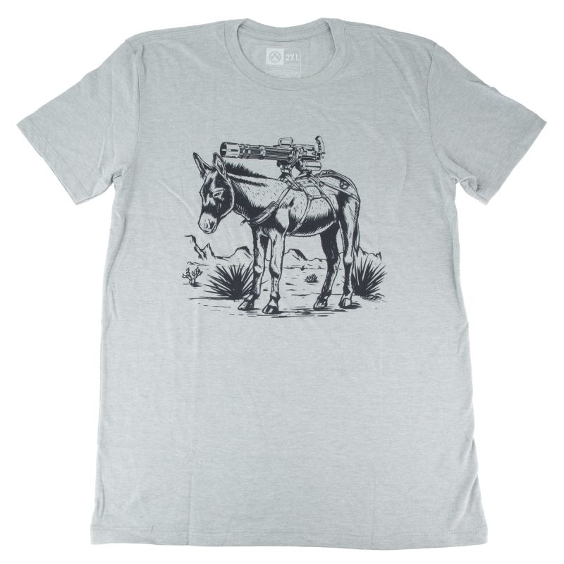 Magpul Industries Burro T-Shirt in stone gray heather, 2XL size, made from a cotton polyester blend, suitable for outdoor and ranch work.