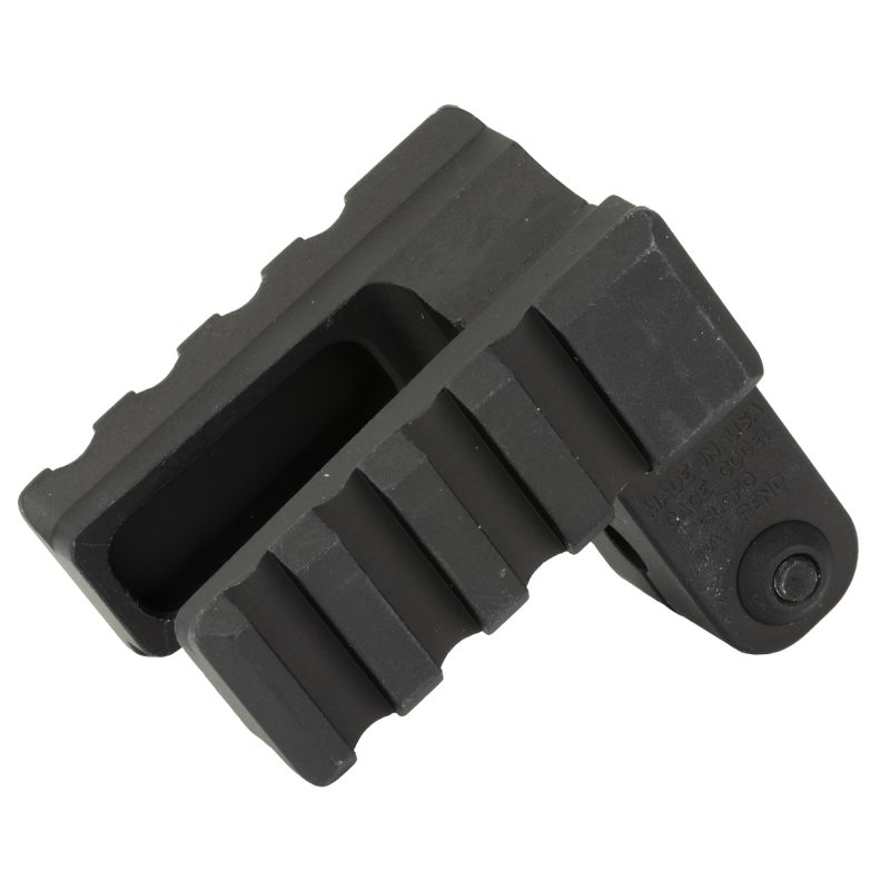 Close-up of a black Midwest Industries AK Light & Laser Mount, showing the dual Picatinny rails and barrel clamp, ready for installation on an AK-style rifle.