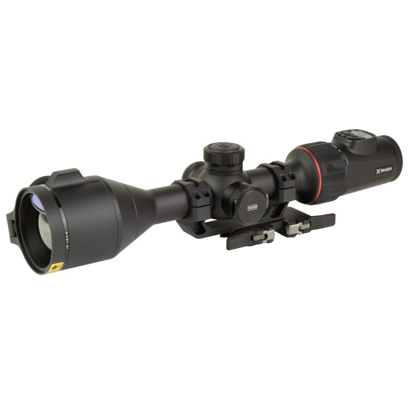 NOCPIX Quest H50R thermal binocular with laser rangefinder, black matte finish, shown in an outdoor setting.