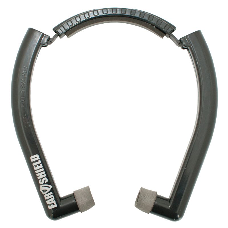 Otis Technology Earshield 26dB Hearing Protection, black, shown in a compact, folded position
