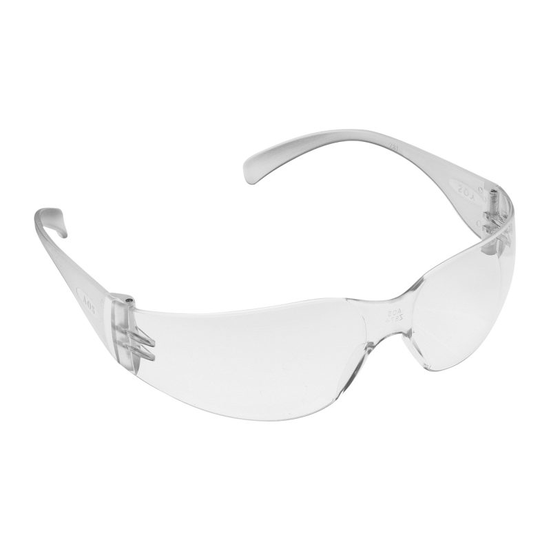 Clear 3M/Peltor Virtua protective glasses with a clear frame and clear lens, shown ready for use.
