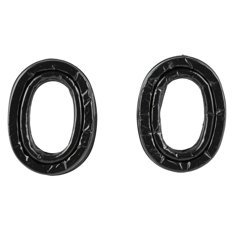 Black 3M/Peltor gel ear cushions, designed for enhanced comfort and noise isolation on Peltor headsets, shown against a neutral background.