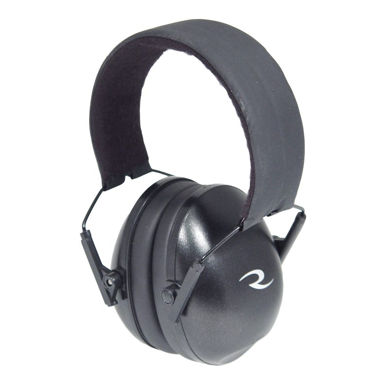 Black Radians Lowset Earmuffs with NRR 21 rating, shown against a rugged outdoor background, ready for ranch work in the White Mountains.