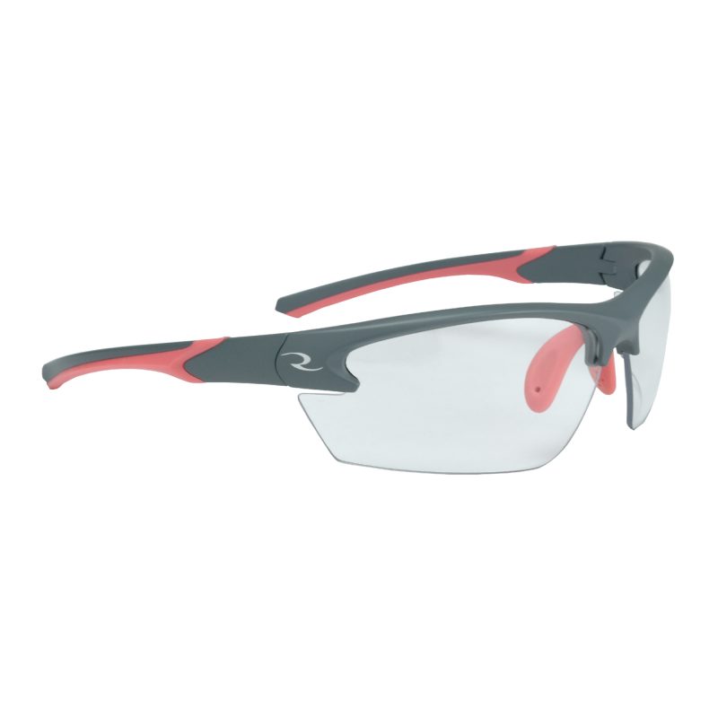 Radians Ladies Glasses in coral and clear, featuring a lightweight frame and scratch-resistant lenses, suitable for outdoor work.