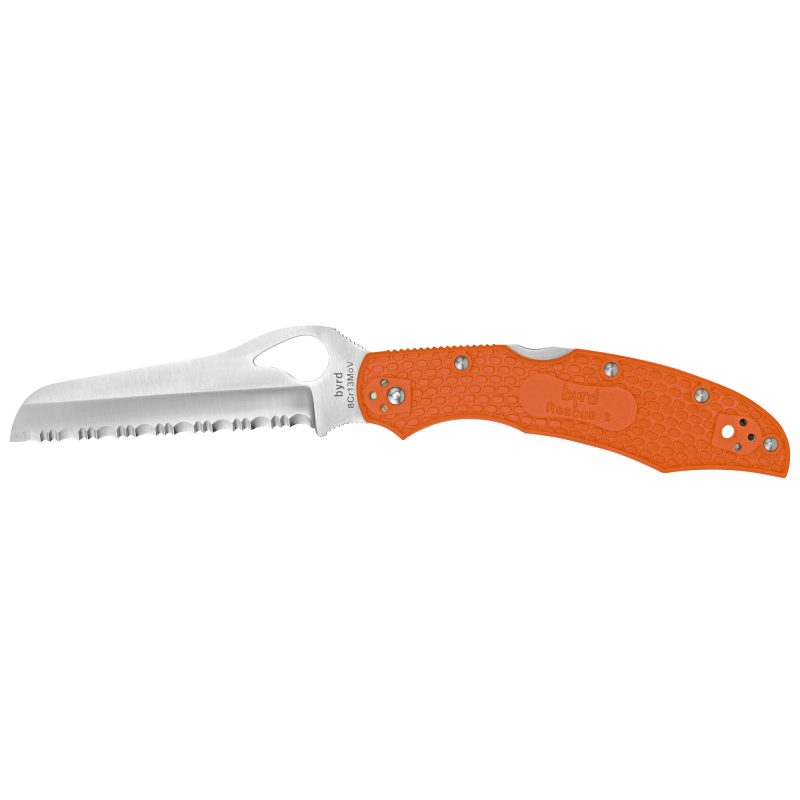 Spyderco Byrd Cara Cara 2 lightweight folding knife with a bright orange handle and a 3.91-inch silver blade, shown open.