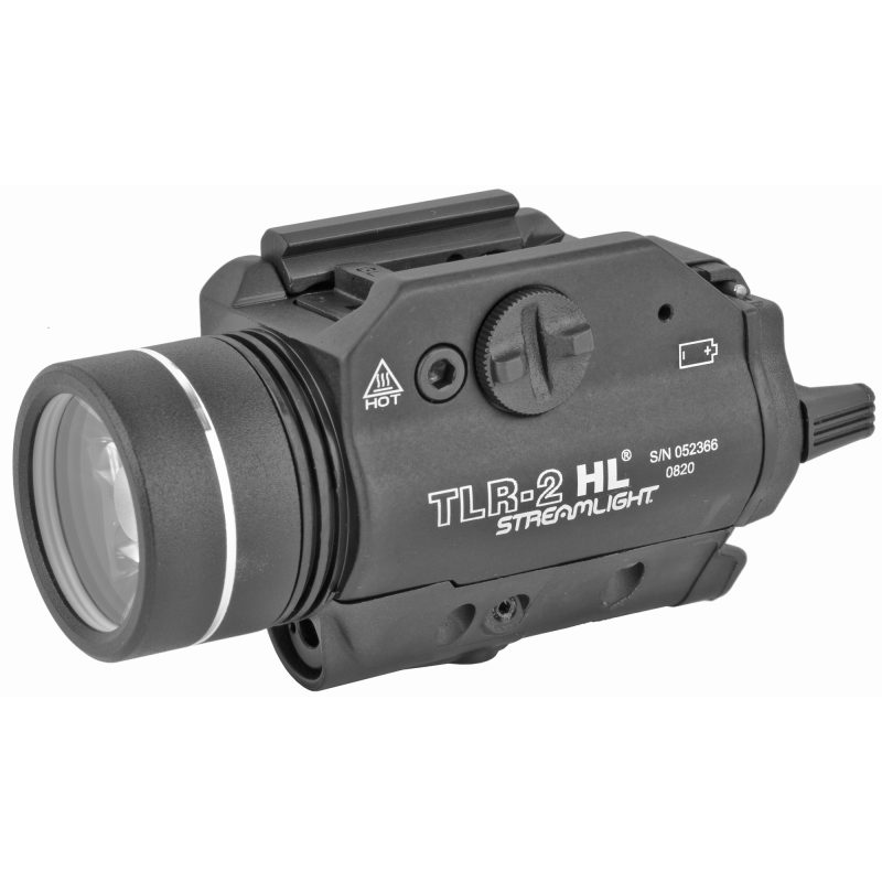 Streamlight TLR-2 HL rail mounted tactical light with a red laser, black finish, shown attached to a firearm.