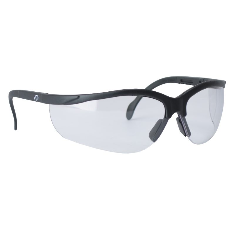 Walker's clear lens safety glasses on a wooden surface, ready for ranch work in the White Mountains.