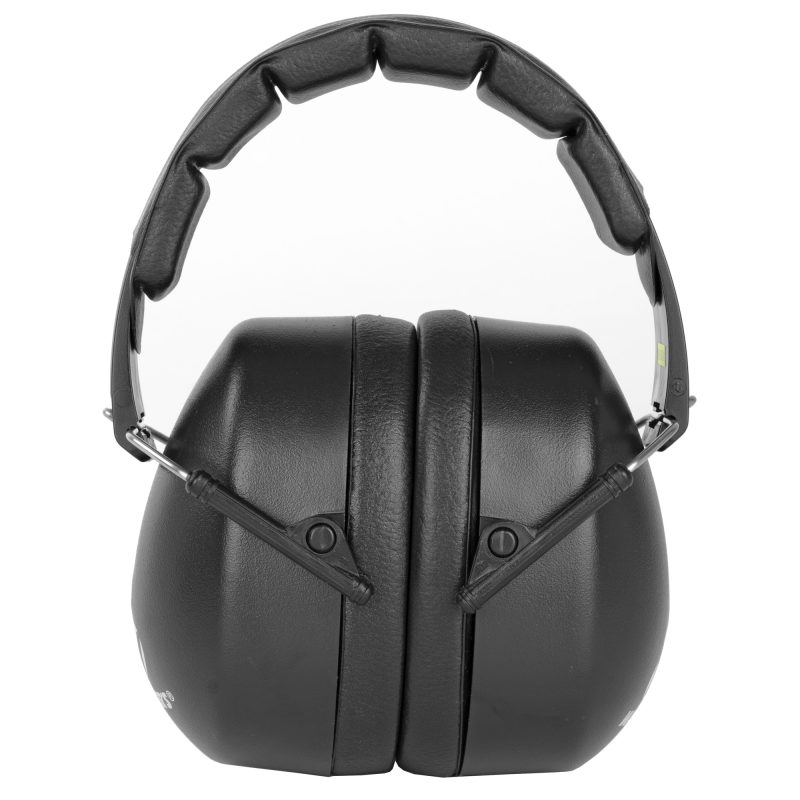 Black Walker's Ext Folding Range Muff with padded headband, shown folded for storage.