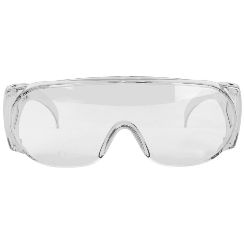 Pair of Walker's Full Cover clear safety glasses with polycarbonate lenses, suitable for ranch work.