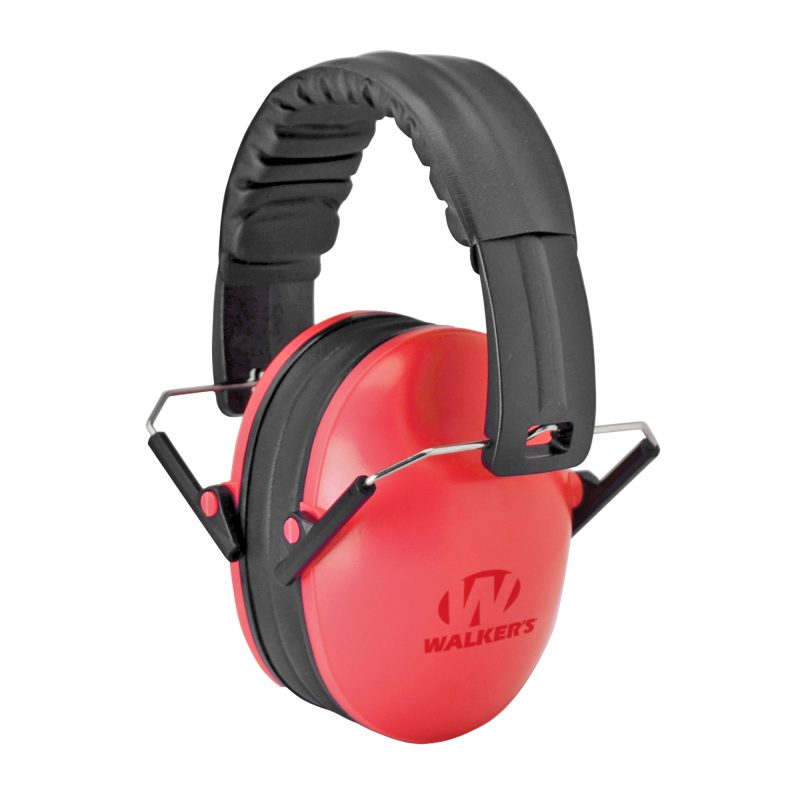 Coral Walker's Ultra Compact Muff, a pair of passive hearing protection earmuffs, shown folded for portability.