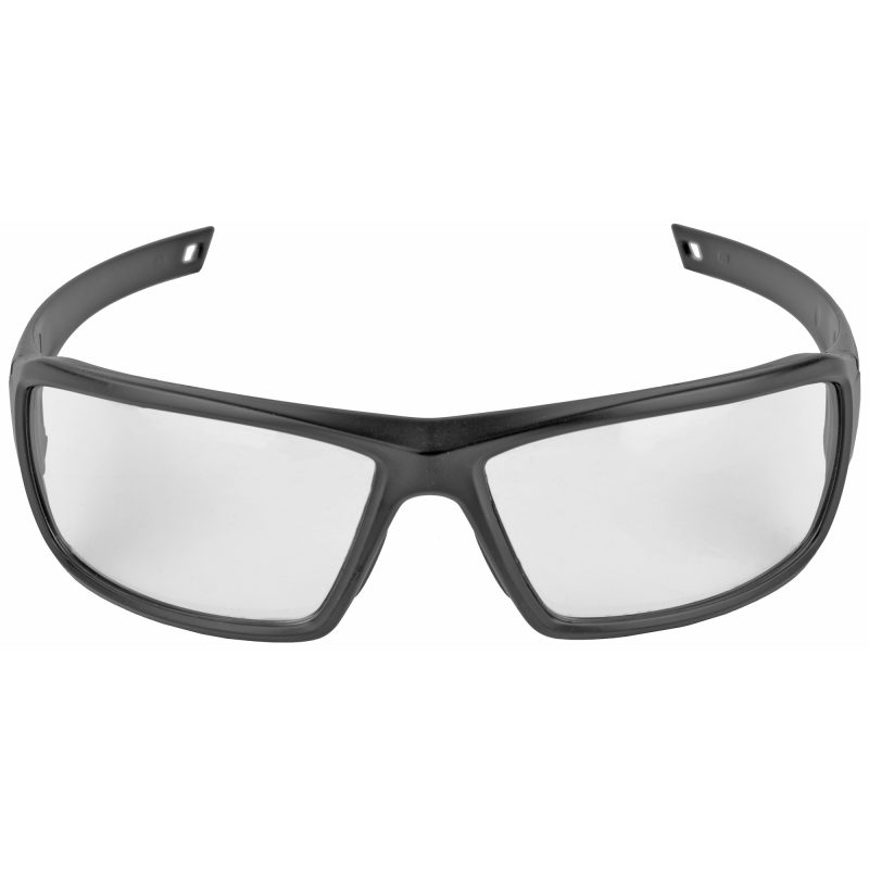 Pair of Walker's Forge full-frame shooting glasses with clear lenses and a matte black rubberized frame.