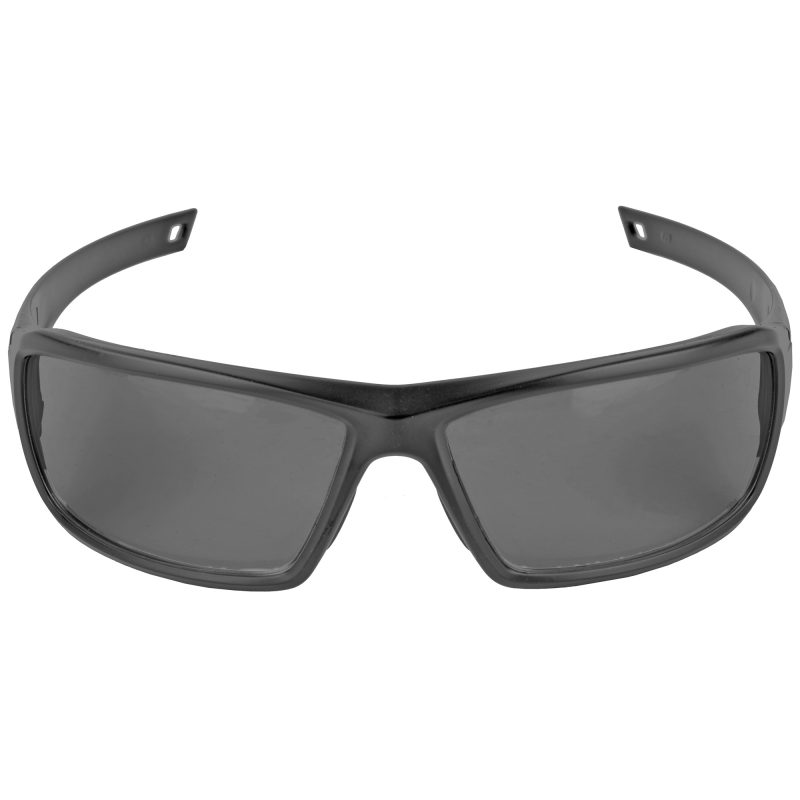 Walker's Forge full-frame safety glasses with a matte black rubberized frame and smoke-tinted lenses, designed for outdoor use.