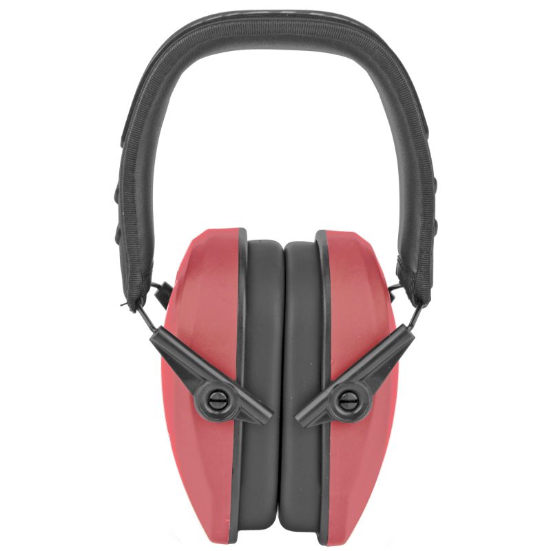 Coral Walker's Rzr Slim Passive Muffs, shown from the side, with a low-profile design and adjustable headband.