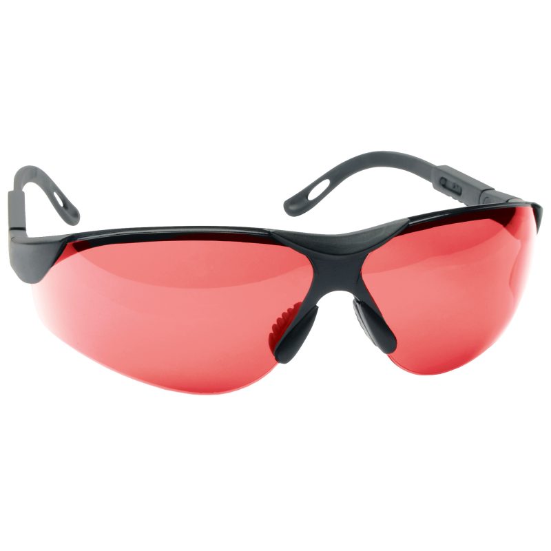 A pair of Walker's Elite Sport Glasses with vermillion tinted polycarbonate lenses and a black frame, designed for shooting and outdoor eye protection.