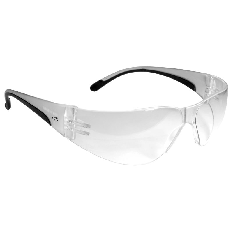 A pair of Walker's X-Small Compact Clear Safety Glasses, designed for smaller heads, shown against a plain background.