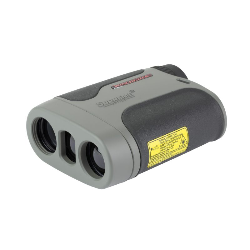 Black Winchester Supreme Optics 6X20mm laser rangefinder with 6X magnification and 2,000-yard range, shown against an outdoor background.